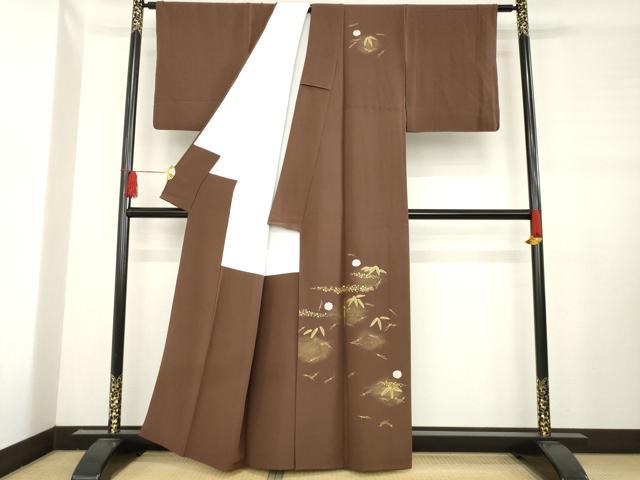 平和屋着物●訪問着 笹 松葉 梅 金彩 正絹 逸品 AABD4374ck