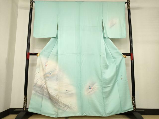 平和屋着物●染色作家 草野一騎 訪問着 舞蝶文 暈し染め 銀彩 正絹 逸品 AABD4385ck