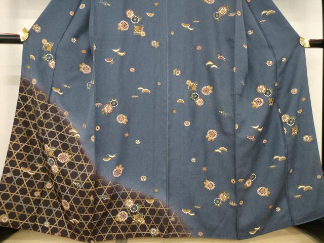 平和屋着物●訪問着 扇面吉祥花文 金彩 正絹 逸品 AABD4391ck