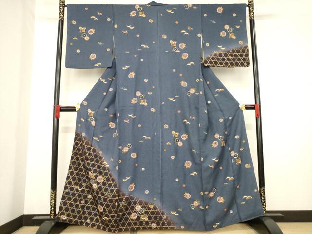 平和屋着物●訪問着 扇面吉祥花文 金彩 正絹 逸品 AABD4391ck