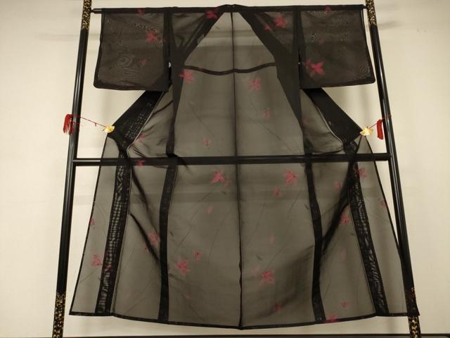 平和屋着物*夏物 小紋 紗 舞葉文 正絹 逸品 未使用 AABD4514jd