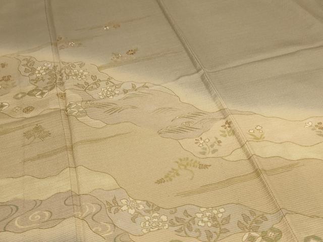 平和屋着物*夏物 訪問着 絽 刺繍 道長花文 暈し染め 金彩 正絹 逸品 AABD4549jd