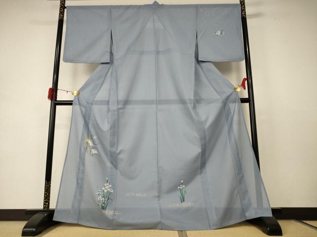 平和屋着物＊夏物 訪問着 絽 草花文 兎 金彩 洗える着物 AABD4566jd