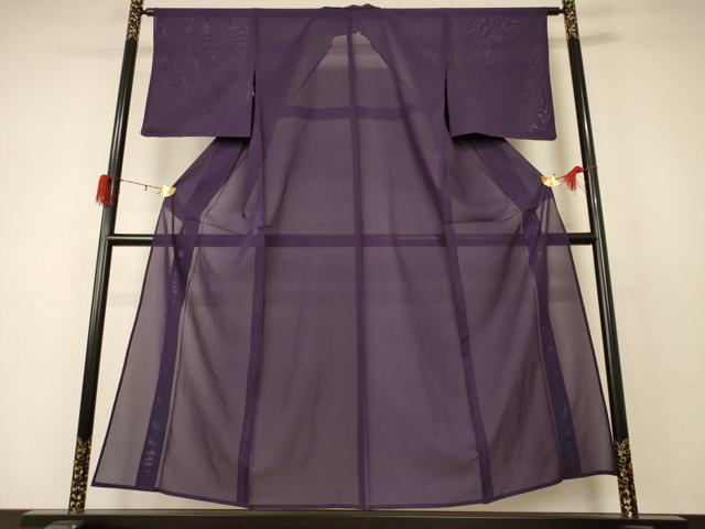 平和屋着物*夏物 色無地 絽 黒紅色 正絹 逸品 AABD4567jd