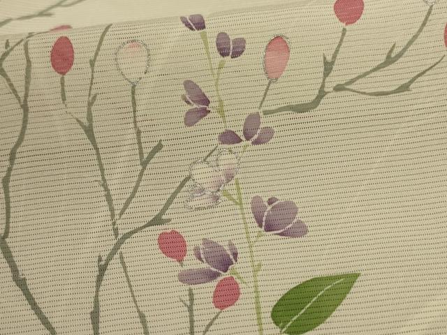 平和屋着物*夏物 訪問着 絽 草花文 銀彩 正絹 逸品 AABD4572jd