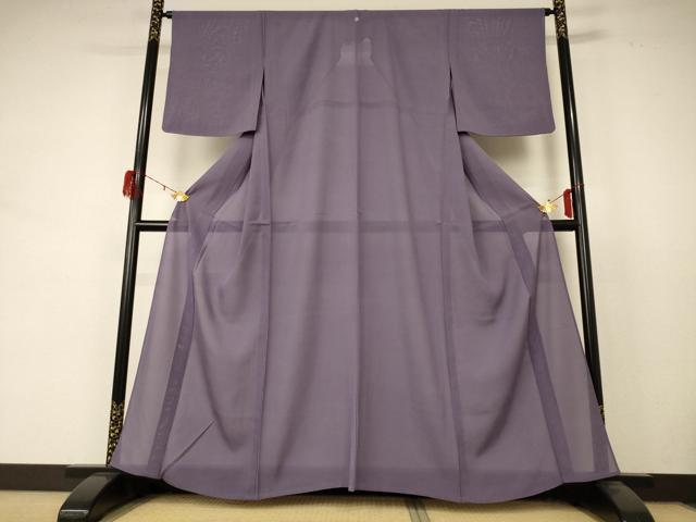 平和屋着物*夏物 色無地 絽 葡萄鼠色 正絹 逸品 AABD4582jd