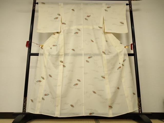 平和屋着物*夏物 小紋 絽 扇子 正絹 逸品 AABD4585jd