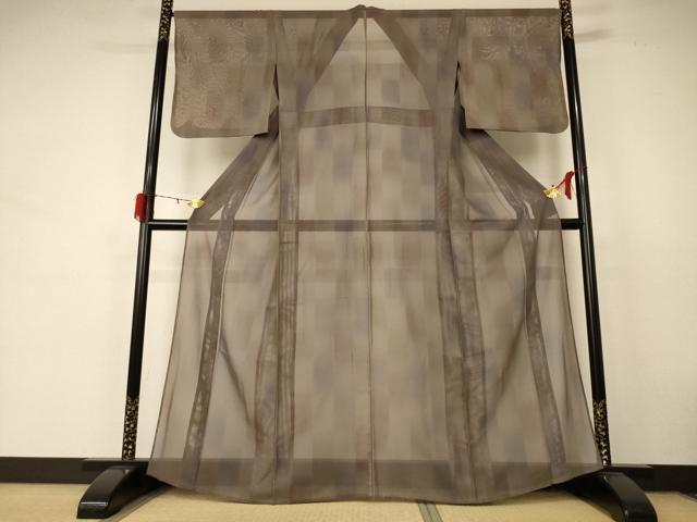 平和屋着物*夏物 小紋 紗 変わり市松文 正絹 逸品 AABD4608jd