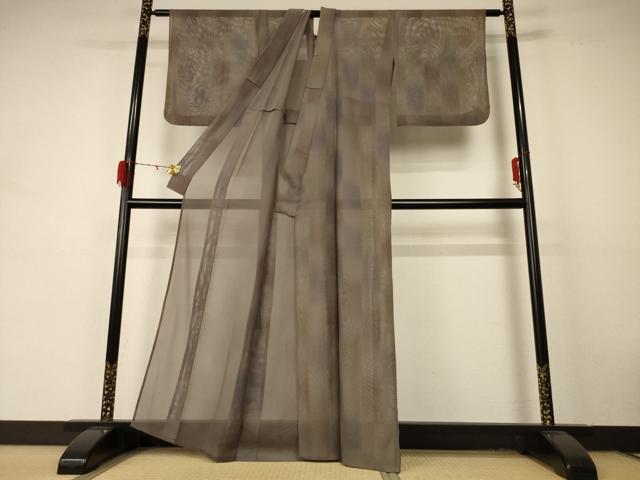 平和屋着物*夏物 小紋 紗 変わり市松文 正絹 逸品 AABD4608jd