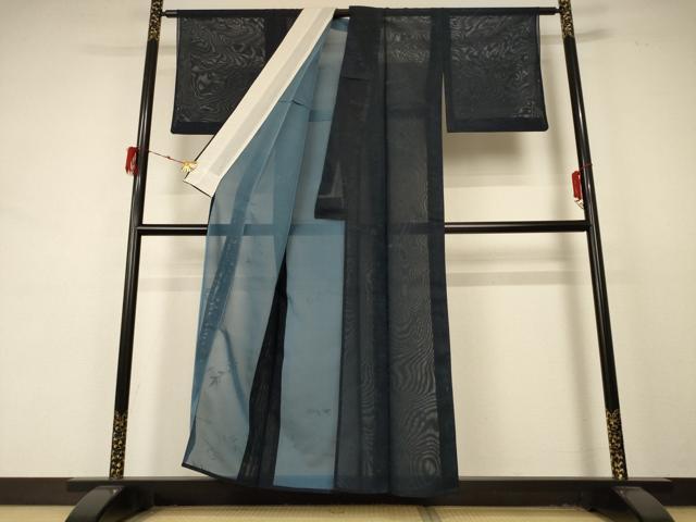 平和屋着物*夏物 小紋 紗 舞葉文 正絹 逸品 AABD4610jd