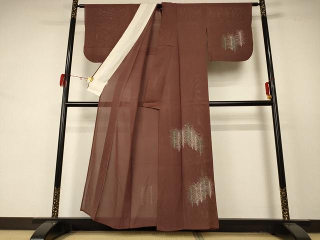 平和屋着物*夏物 訪問着 絽 刺繍 草葉文 正絹 逸品 AABD4623jd