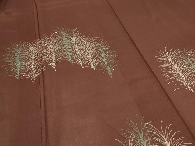 平和屋着物*夏物 訪問着 絽 刺繍 草葉文 正絹 逸品 AABD4623jd