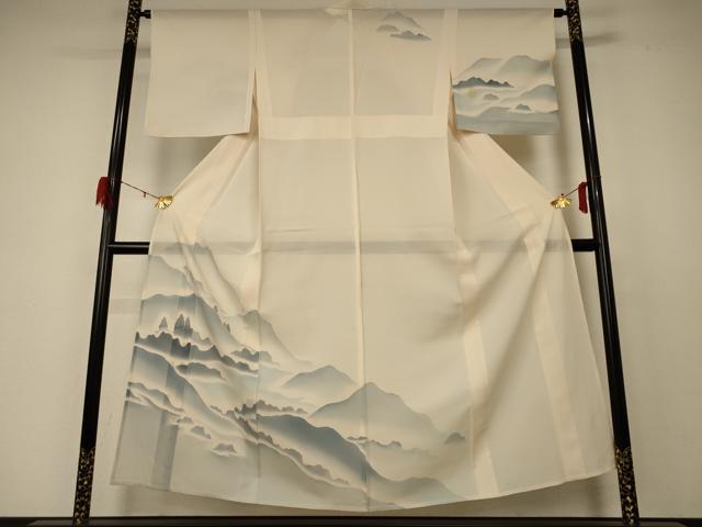 平和屋着物*夏物 訪問着 絽 遠山文 正絹 逸品 AABD4637jd