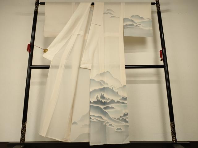 平和屋着物*夏物 訪問着 絽 遠山文 正絹 逸品 AABD4637jd