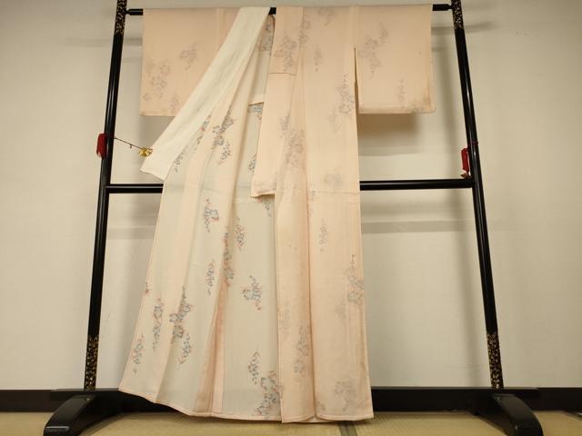 平和屋着物▽上質な小紋 無双 紗×絽 舞花文 正絹 逸品 AABD4640jd