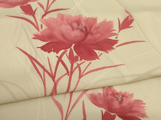 平和屋着物*夏物 訪問着 絽 手描き 草花文 銀彩 正絹 逸品 AABD4660jd