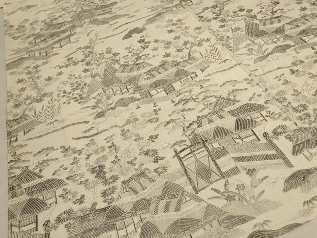 平和屋着物*夏物 紗紬 生紬 風景文 正絹 逸品 AABD4661jd