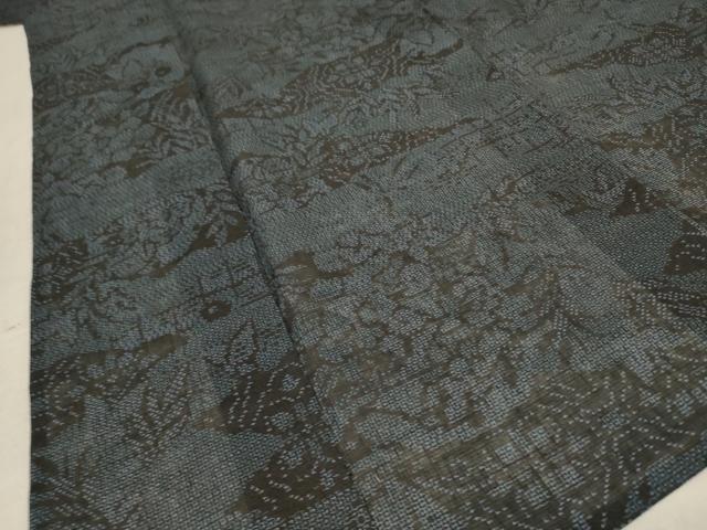 平和屋着物*夏物 結城紬 夏結城 100亀甲 花蝶文 正絹 逸品 AABD4666jd