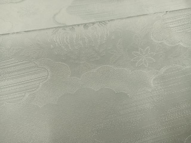 平和屋着物●上質な色無地 雲重ね草花地紋 青磁鼠色 正絹 逸品 AABD4759ph