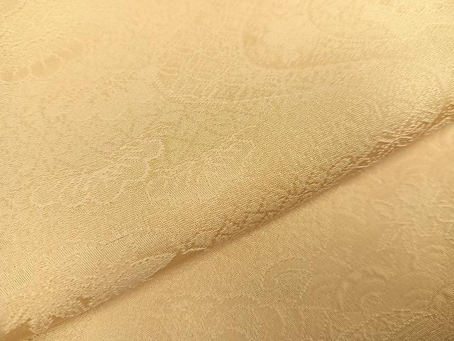 平和屋着物●上質な色無地 草花吉祥地紋 蜂蜜色 正絹 逸品 AABD4761ph