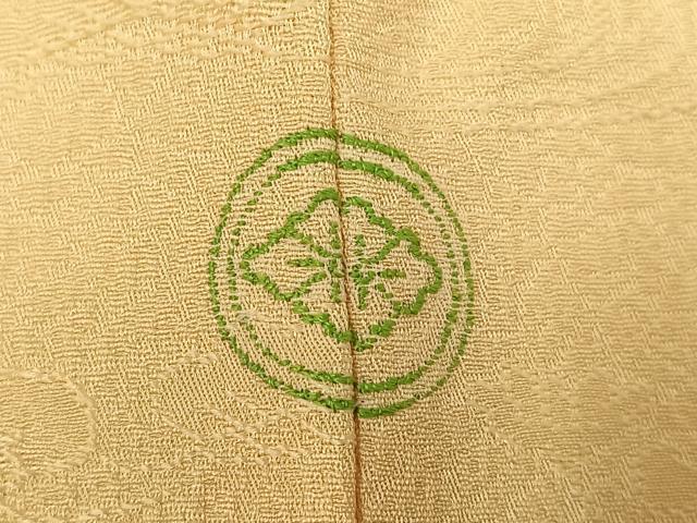 平和屋着物●上質な色無地 草花吉祥地紋 蜂蜜色 正絹 逸品 AABD4761ph