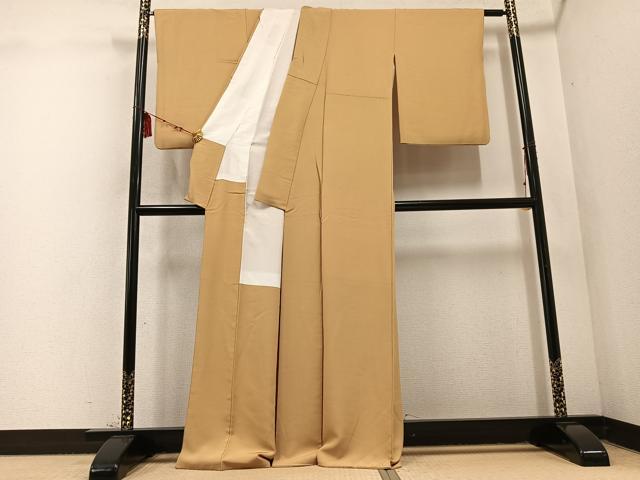 平和屋着物●上質な色無地 飴色 正絹 逸品 AABD4775ph