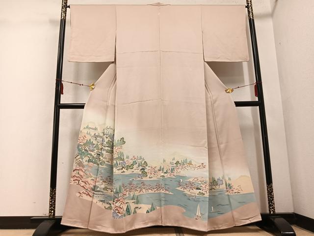 平和屋着物●豪華色留袖 友禅 浜松風景文 暈し染め 正絹 逸品 AABD4791ph