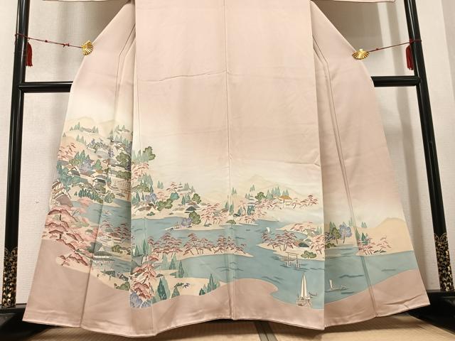 平和屋着物●豪華色留袖 友禅 浜松風景文 暈し染め 正絹 逸品 AABD4791ph