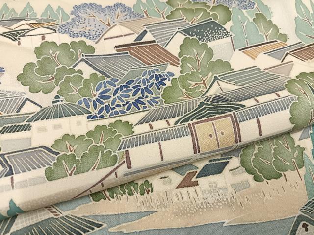 平和屋着物●豪華色留袖 友禅 浜松風景文 暈し染め 正絹 逸品 AABD4791ph
