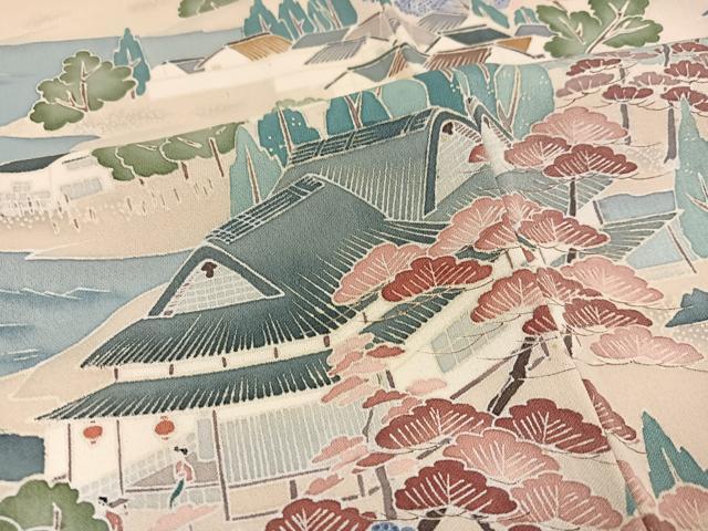 平和屋着物●豪華色留袖 友禅 浜松風景文 暈し染め 正絹 逸品 AABD4791ph