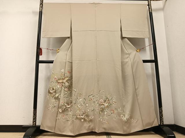 平和屋着物●豪華色留袖 駒刺繍 花鳥更紗 暈し染め 金彩 正絹 逸品 AABD4794ph