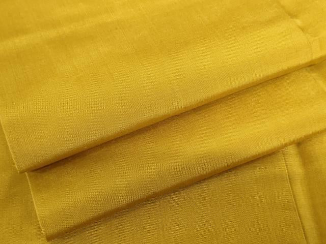 平和屋着物●本場黄八丈 平織 紬 色無地 金色 正絹 逸品 AABD4938cs