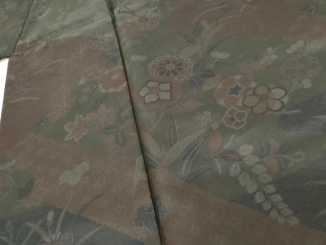 平和屋着物●本場染大島紬 訪問着 彩大島 吉祥草花文 藤絹織物謹製 証紙付き 正絹 逸品 AABD5015cs