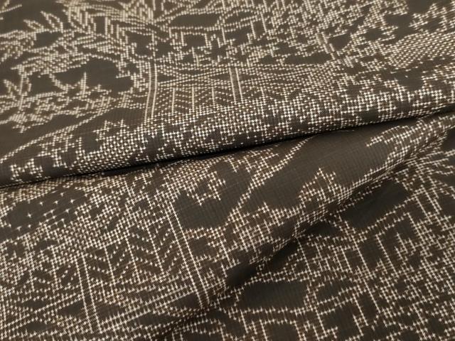 平和屋着物●本場大島紬 泥染め 一元7マルキ 流水風景文 正絹 逸品 AABD5024cs