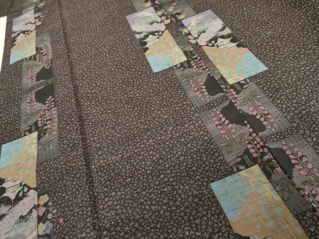 平和屋着物●本場大島紬 カタス9マルキ 京風景文 正絹 逸品 AABD5054cs