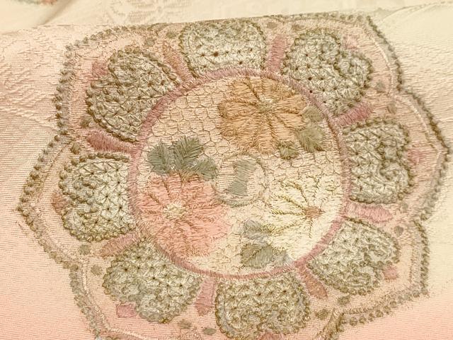 平和屋着物■訪問着 中国三大刺繍 汕頭刺繍 スワトウ刺繍 花鏡裏文 暈し染め 正絹 逸品 AABD5266sx