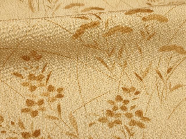 平和屋着物■上質な小紋 草花文 鬼しぼ縮緬 正絹 逸品 AABD5278sx
