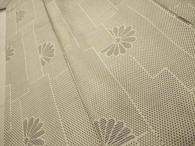 平和屋着物■上質な紬 100亀甲 幾何学花文 正絹 逸品 AABD5381sx