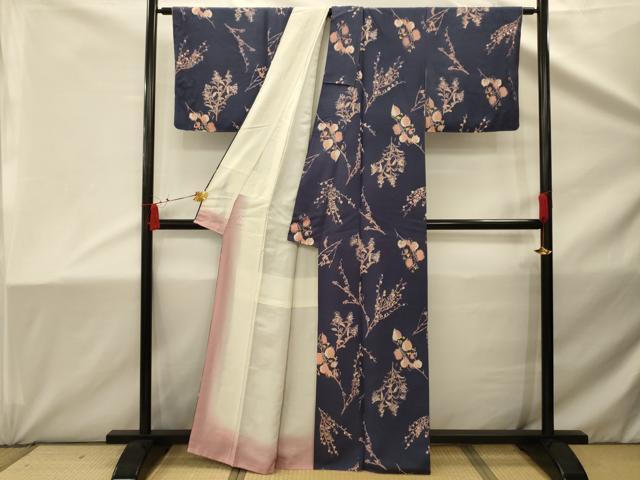 平和屋着物■上質な小紋 枝花文 正絹 逸品 AABD5383sx