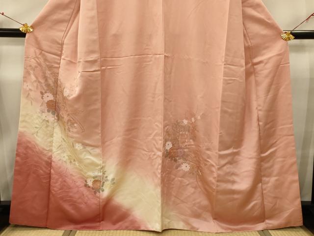 平和屋着物■訪問着 中国三大刺繍 汕頭刺繍 スワトウ刺繍 相良刺繍 御所車花文 暈し染め 正絹 逸品 AABD5416sx