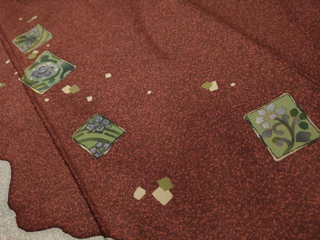 平和屋着物■本場染大島紬 色紙花文 正絹 逸品 AABD5421sx