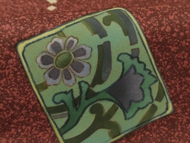 平和屋着物■本場染大島紬 色紙花文 正絹 逸品 AABD5421sx