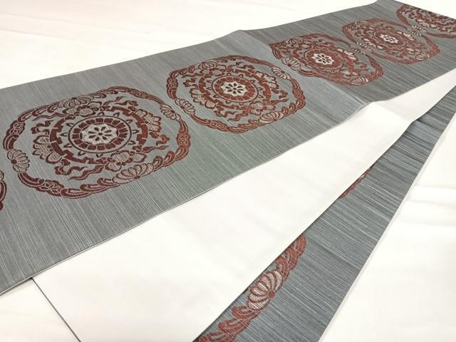 平和屋着物◎六通柄袋帯 瑞祥 幾何学花文 正絹 逸品 AABD5715yx