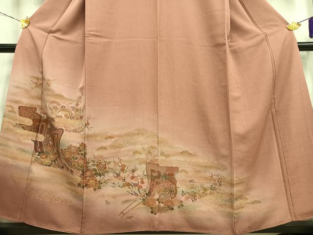 平和屋着物■訪問着 御所車花文 暈し染め 金彩 金糸 正絹 逸品 AABD5858oa