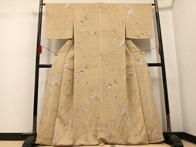 平和屋着物●上質な小紋 辻が花 鬼しぼ縮緬 正絹 逸品 未使用 AABD5967ph