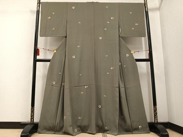 平和屋着物●上質な小紋 貝合わせ花文 金彩 正絹 逸品 未使用 AABD5983ph