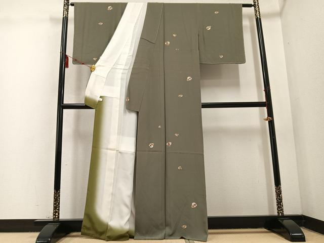 平和屋着物●上質な小紋 貝合わせ花文 金彩 正絹 逸品 未使用 AABD5983ph