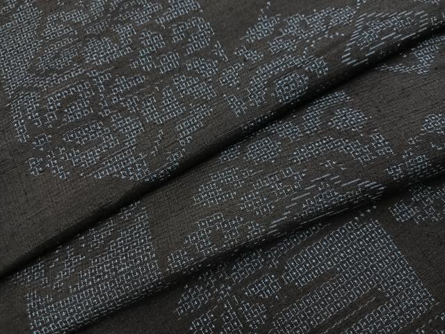 平和屋着物●結城紬 100亀甲 亀甲草花文 正絹 逸品 AABD6027ph