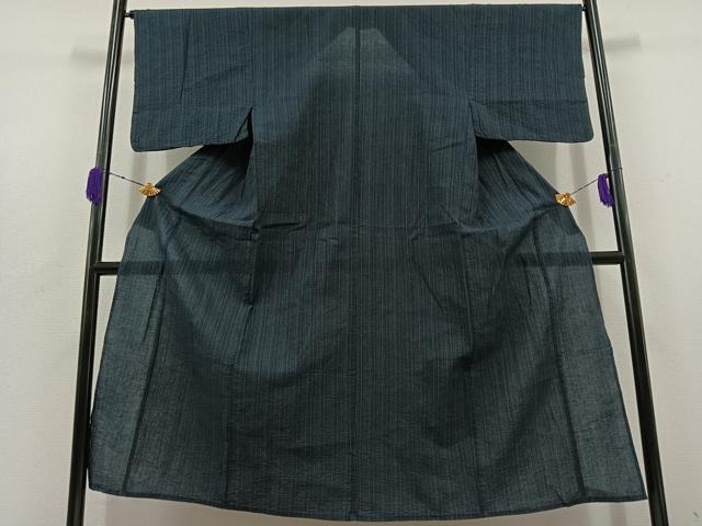 平和屋着物∴夏物 男性 阿波しじら織 浴衣 縞 キングサイズ 綿