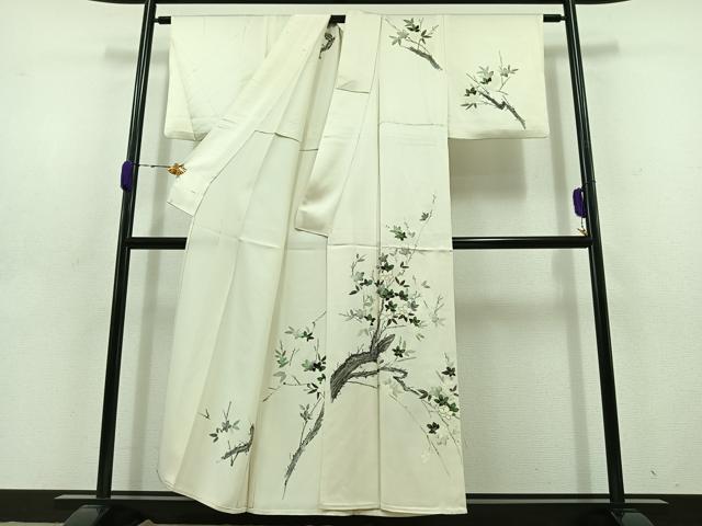 平和屋着物▽訪問着 単衣 手描き 枝花文 金彩 正絹 逸品 AABD6054jh